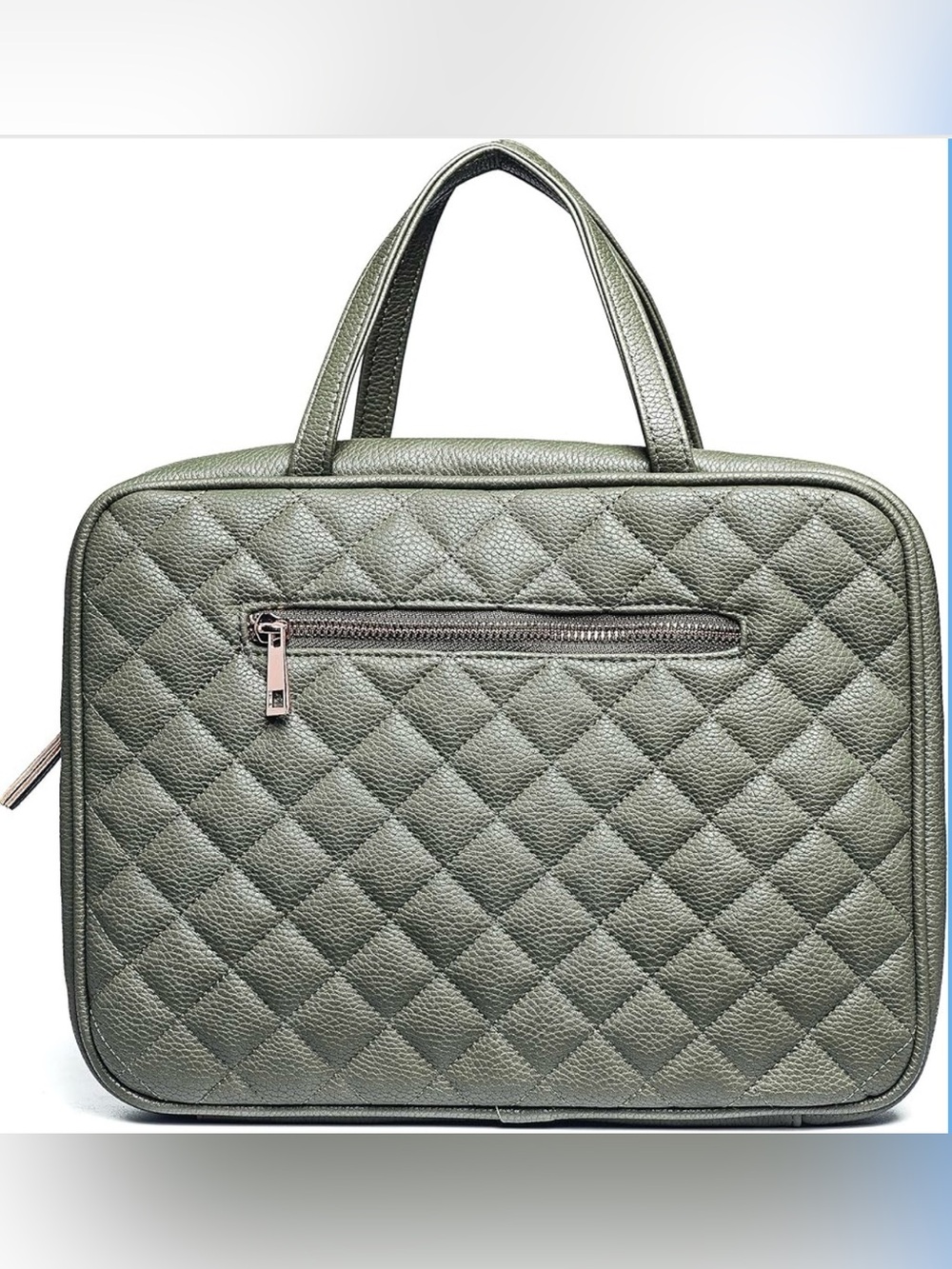 Ms. Lovely Olive Green Quilted Travel Toiletry & Cosmetic Organizer Bag | NWOT